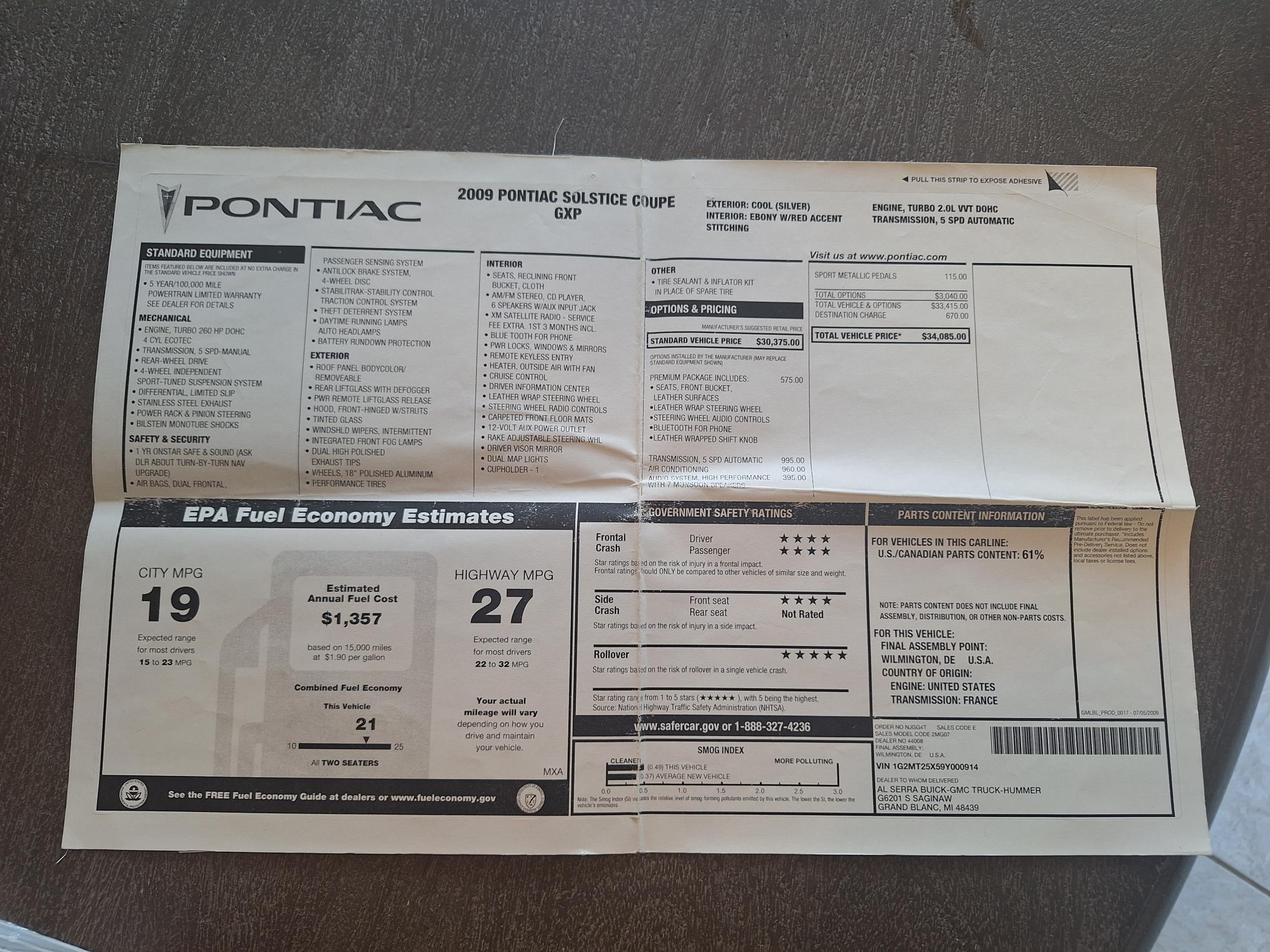 Used 2009 Pontiac Solstice GXP w/ Premium Package RWD image 7