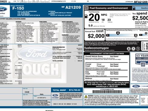 Used 2021 Ford F150 Platinum w/ Equipment Group 701A High AWD/4WD image 23