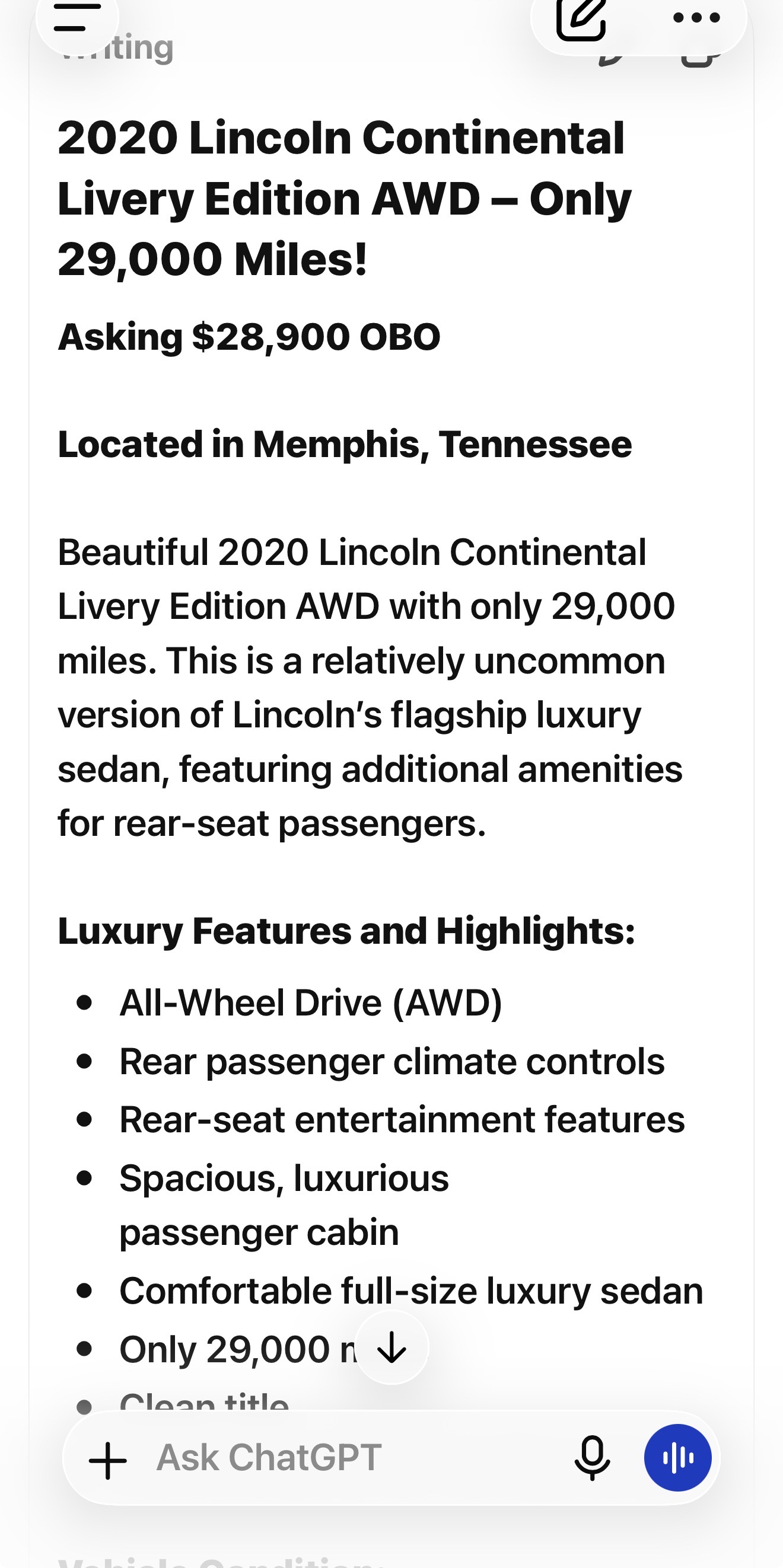 Used 2020 Lincoln Continental AWD w/ Equipment Group 500A image 8
