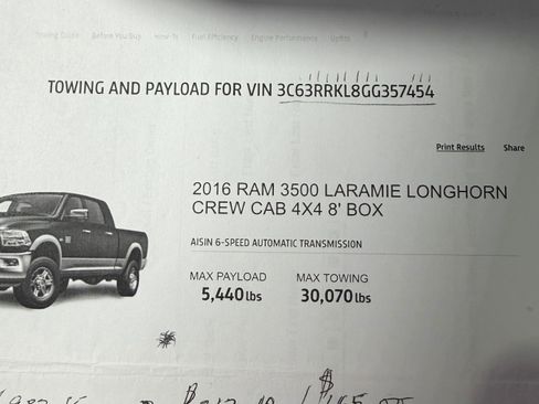 Used 2016 RAM 3500 Laramie Longhorn AWD/4WD image 2