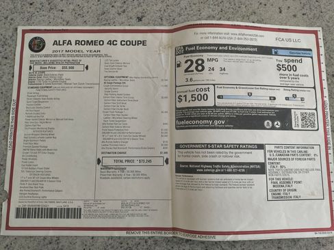 Used 2017 Alfa Romeo 4C Coupe w/ Coupe Track Package 1 RWD image 11