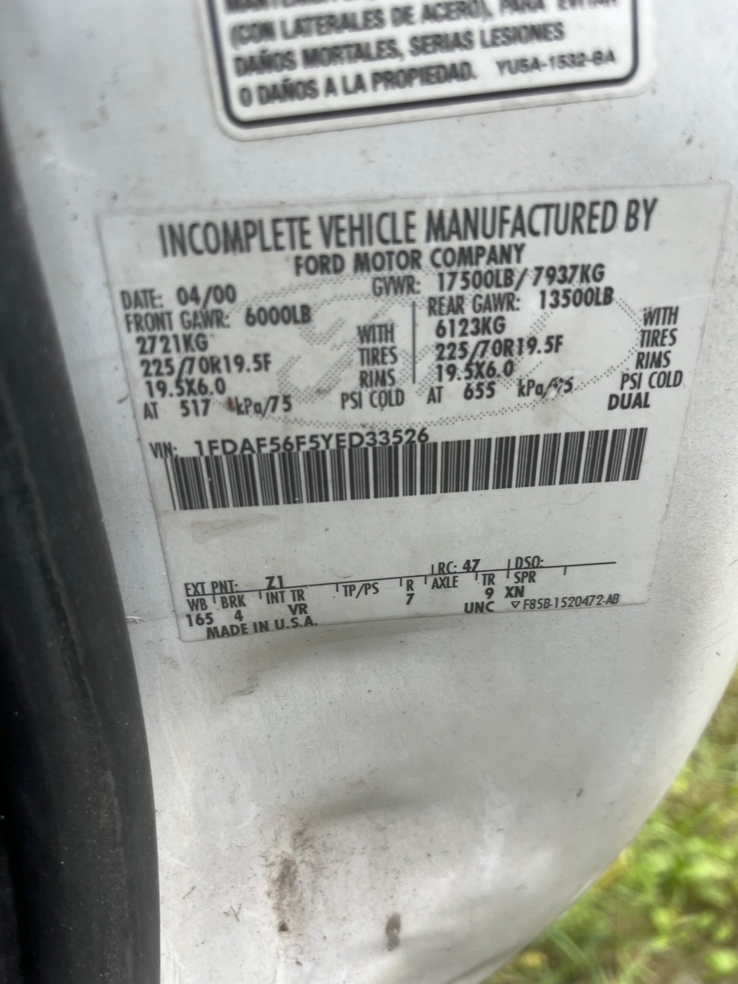 Used 2000 Ford F550 2WD Regular Cab Super Duty image 2