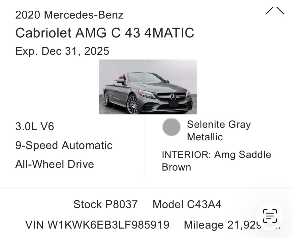 Used 2020 Mercedes-Benz C 43 AMG 4MATIC Cabriolet image 2