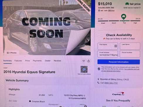 Used 2016 Hyundai Equus Signature RWD image 12