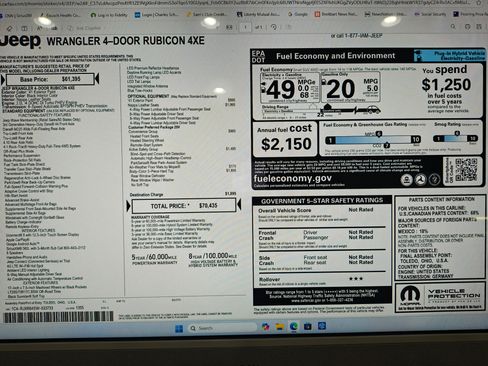 Used 2025 Jeep Wrangler Unlimited Rubicon 4xe w/ Safety Group image 9