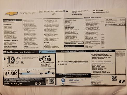 Used 2025 Chevrolet Corvette Stingray 3LT w/ Z51 Performance Package image 13