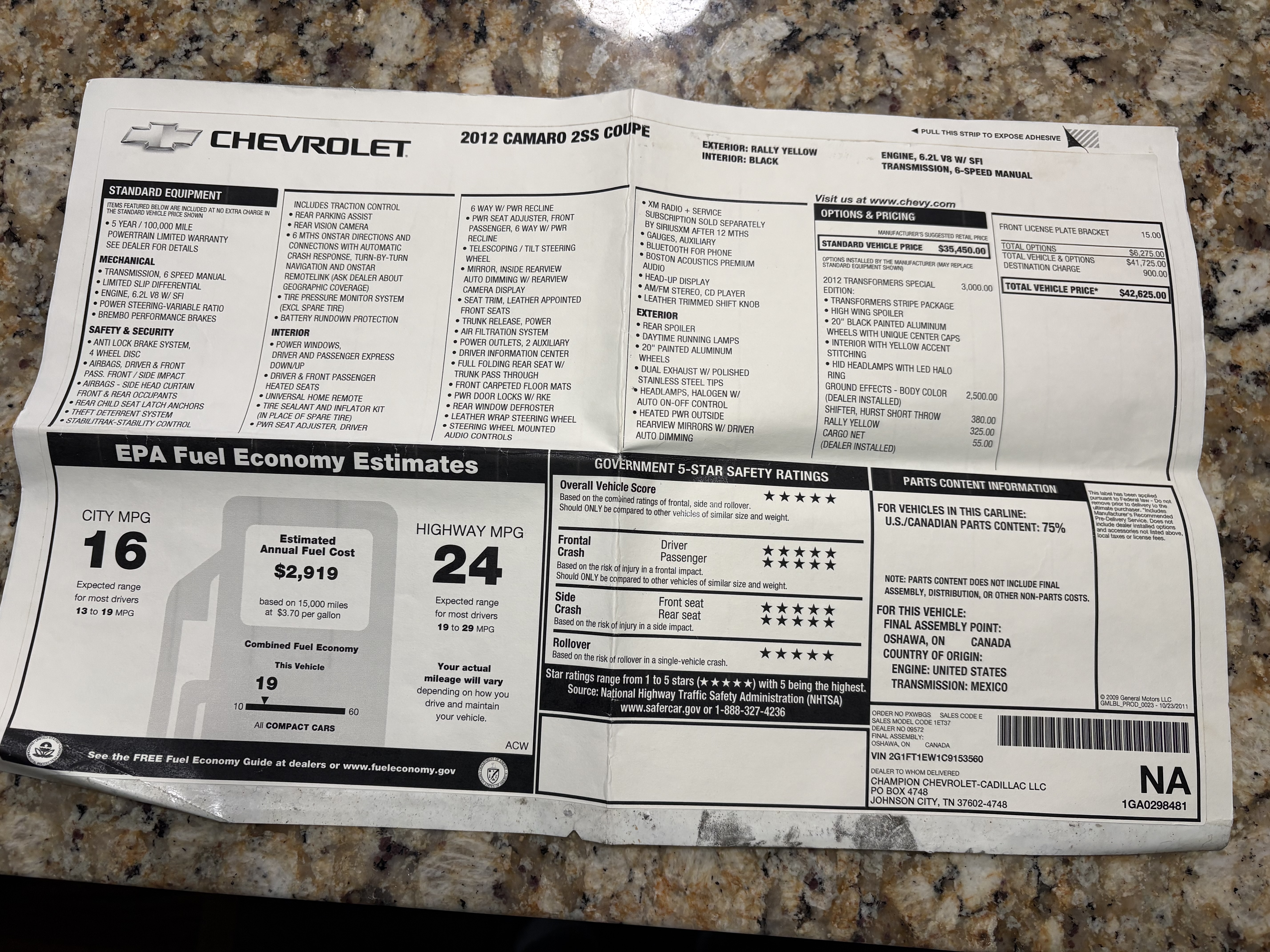 Used 2012 Chevrolet Camaro SS w/ Transformers 3 Edition RWD image 16