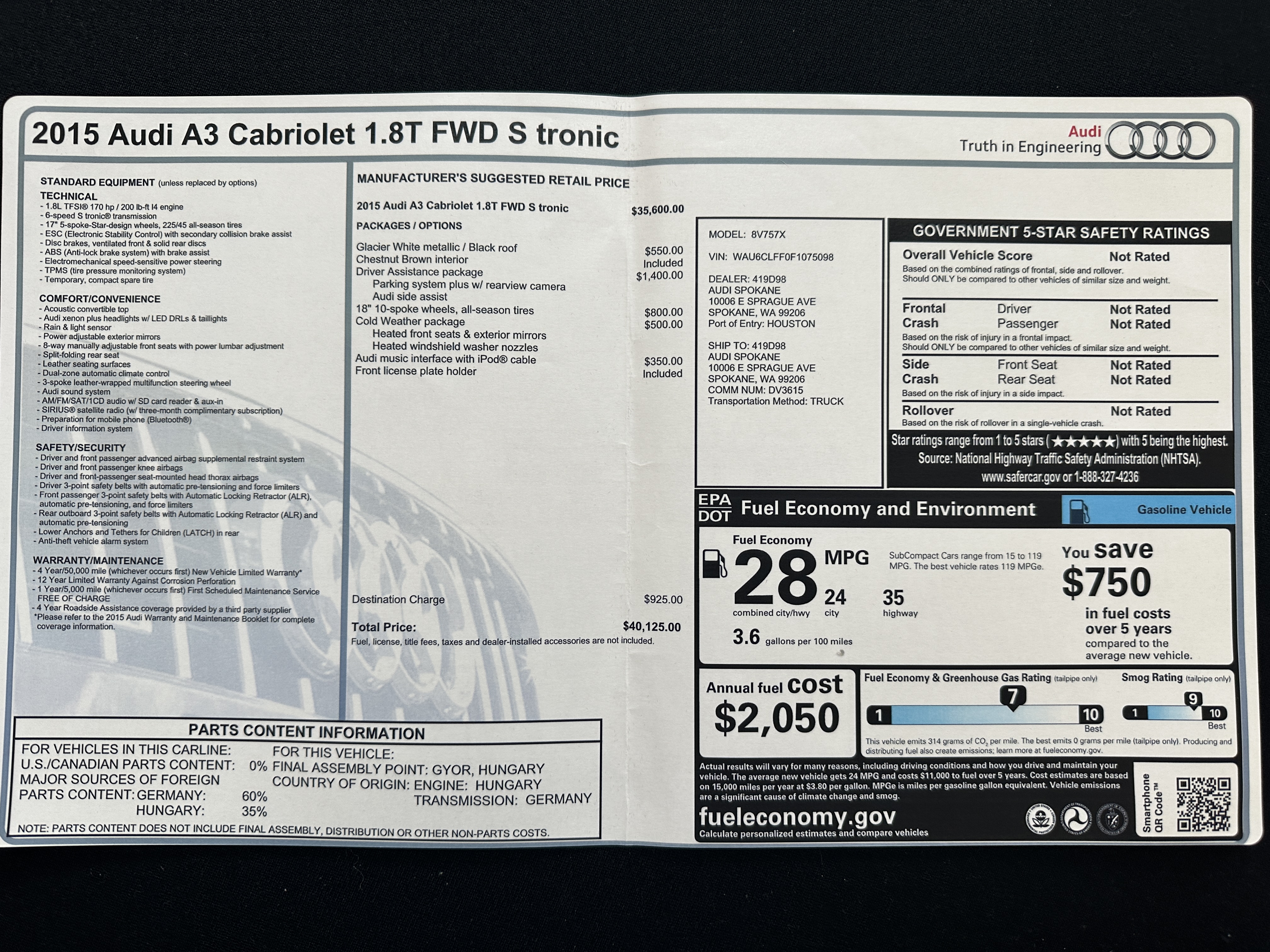 Used 2015 Audi A3 1.8T Premium w/ Driver Assistance Package FWD image 21