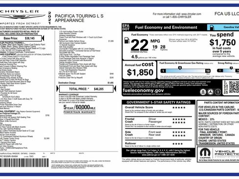 Used 2021 Chrysler Pacifica Touring-L w/ Uconnect Theater Family Group image 16