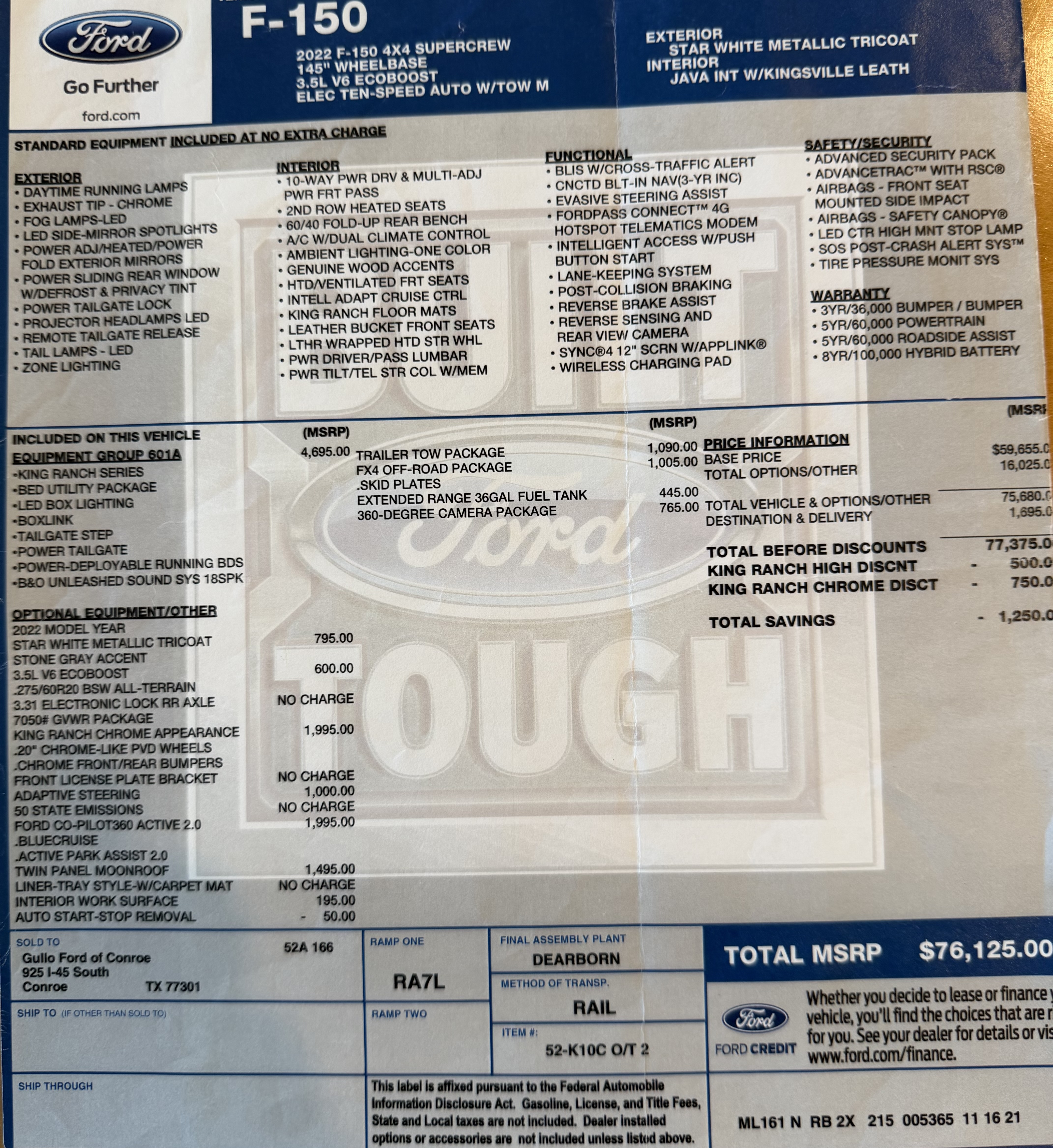 Used 2022 Ford F150 King Ranch w/ Equipment Group 601A High AWD/4WD image 5