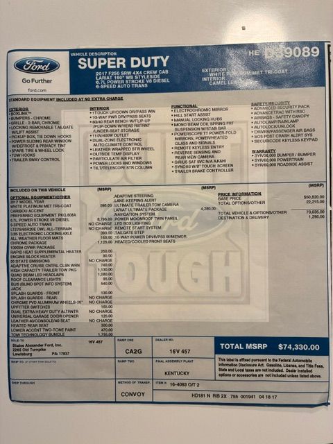 Used 2017 Ford F250 Lariat w/ Lariat Ultimate Package AWD/4WD image 10