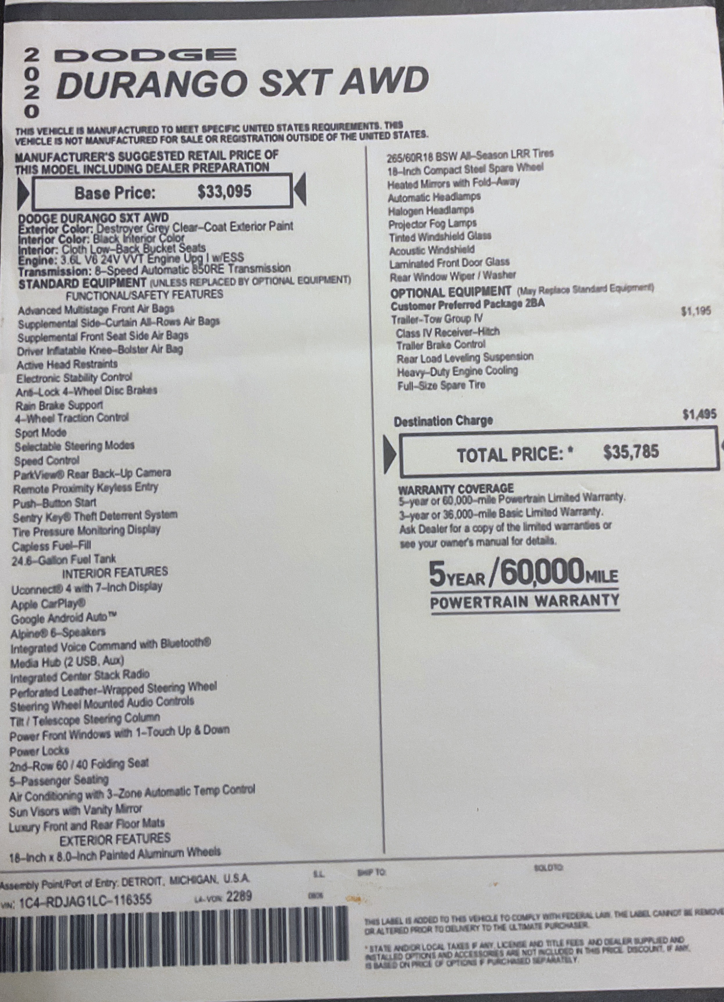 Used 2020 Dodge Durango SXT w/ Trailer Tow Group IV AWD/4WD image 16