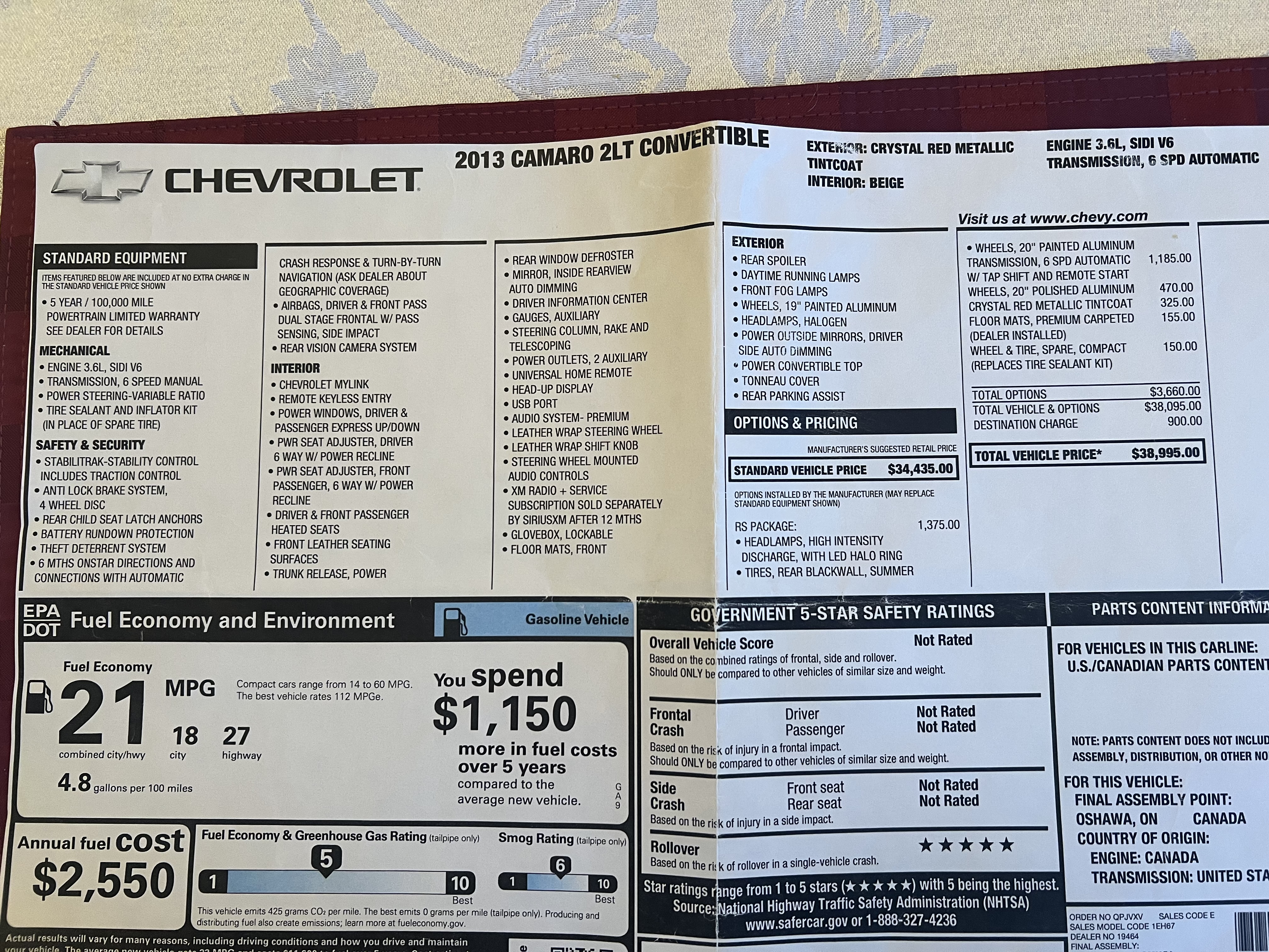 Used 2013 Chevrolet Camaro LT w/ RS Package RWD image 22