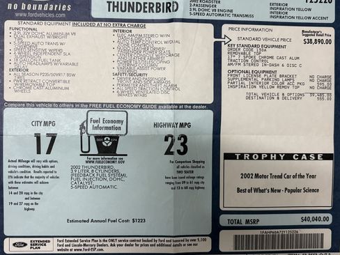 Used 2002 Ford Thunderbird RWD image 9