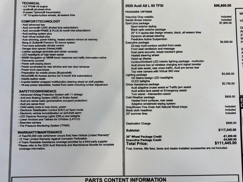 Used 2020 Audi A8 L 4.0T w/ Sport Plus Package image 12